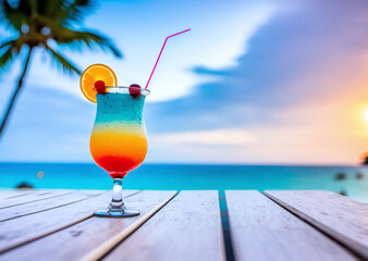 リゾートでのトロピカル ドリンク | Tropical drinks at the resort Generative AI - obrazy, fototapety, plakaty
