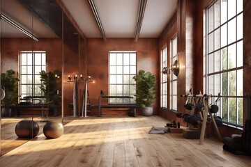 modern Luxury interior, living room with gym, generative AI