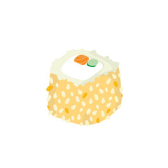 sushi roll with sesame, japanese food. Sushi roll cartoon style icon. isolated on white background. Vector cartoon sushi. Hand draw style sushi rolls.sian food