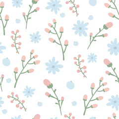 Floral pattern. Pretty flowers on white background. Printing with small pink flowers. Ditsy print. Cute elegant flower template for fashionable printers