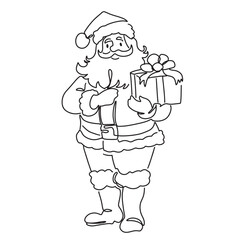 continuous line, one line Christmas Santa Claus simple line hand drawn illustration vector