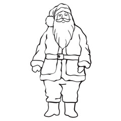 continuous line, one line Christmas Santa Claus simple line hand drawn illustration vector
