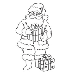 continuous line, one line Christmas Santa Claus simple line hand drawn illustration vector