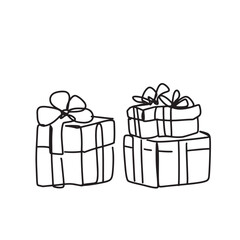 continuous line, one line Christmas Santa Claus simple line hand drawn illustration vector