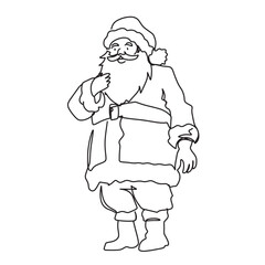 continuous line, one line Christmas Santa Claus simple line hand drawn illustration vector