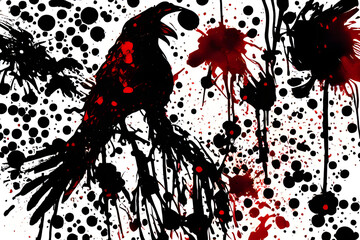 ai-generated illustration of a crow ink splatter artwork