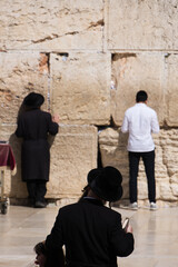 Obraz na płótnie Canvas Gläubige Juden am jüdischen Neujahrstag Rosch Hashana an der Klagemauer in Jerusalem, Israel