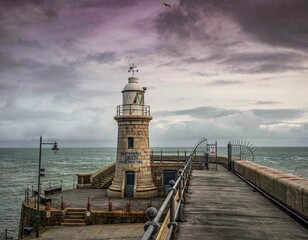 The lighthouse at the end of the Harbour Arm in Folkestone