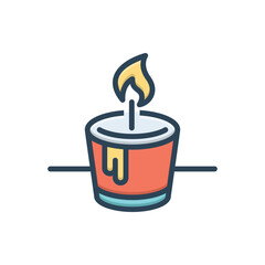 Color illustration icon for candle 