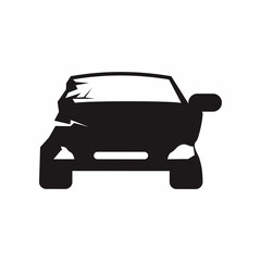 Plakat Damaged car isolated icon and symbol after crash accident. Vector illustration.
