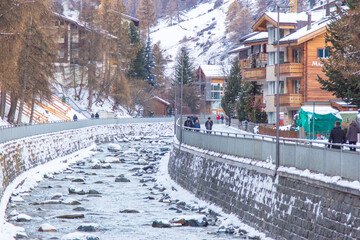 zermatt cityscape in winter switzerland - 597688428