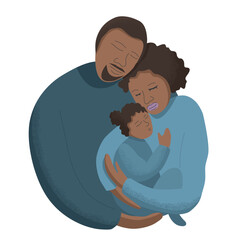 Vector family illustration with father, mother and daughter - 597689266