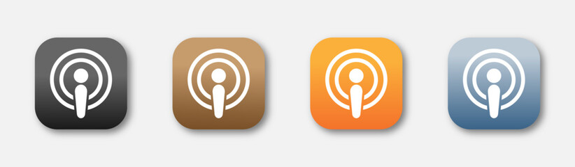  Podcast vector icons with shadows collection