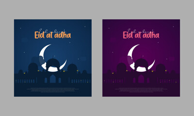 Eid al Adha poster design. Eid mubarak background banner vector template