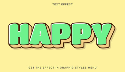 Happy editable text effect in 3d style