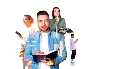 Obraz premium Diverse student team in city
