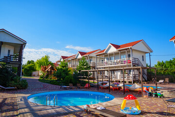 A round kids pool in family-friendly hotels. 