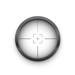 3D crosshair target, circle of sniper score with weapon zoom, rifle optical sight view