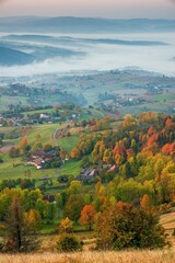 Autumn landscape with village, Slovakia. Discover the beauty of autumn nature © Ivan