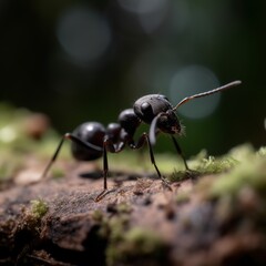 Naklejka premium A powerful ant was seen on a summer day in a woodland, Generative AI.