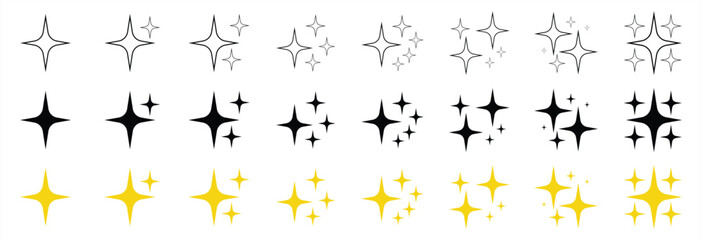Sparkle star icon collection. decoration twinkle, sparkle star shiny, sparkle star icon sign and symbol. Vector illustration.