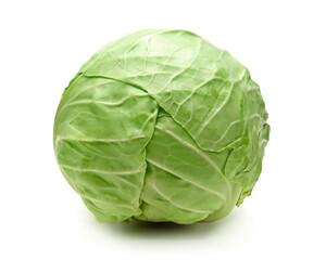 Obraz premium Fresh Green Cabbage Isolated on White Background 
