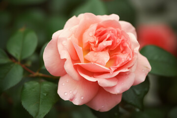 A close up of a beautiful pink rose, Generative AI