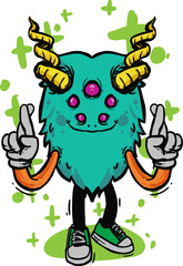 colorful funny and scary Monster illustration
