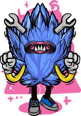 colorful funny and scary Monster illustration
