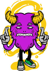 colorful funny and scary Monster illustration