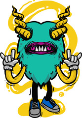 colorful funny and scary Monster illustration