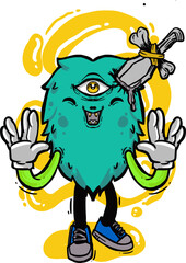 colorful funny and scary Monster illustration