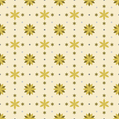 In this seamless pattern, beautiful flowers of various sizes are arranged beautifully. Add circular dots across the background in the same tone as the flowers. Make it look more outstanding.