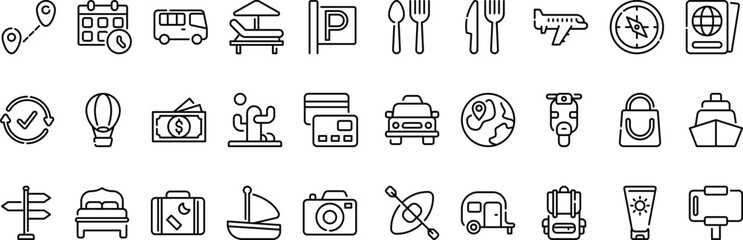 Travel Icon Pack With Outline Style Simple