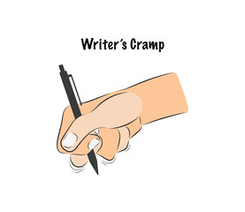 Writer's Cramp Medical Illustration Vector Icon