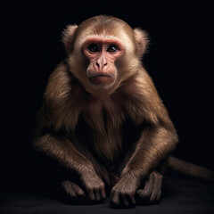 Capuchin Monkey Full Body on Black Background - Made with Generative AI