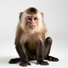Capuchin Monkey Full Body on White Background - Made with Generative AI