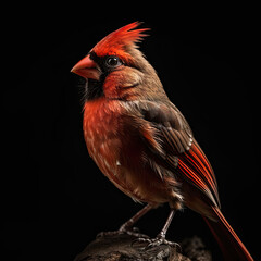 Cardinal Full Body on Black Background - Made with Generative AI