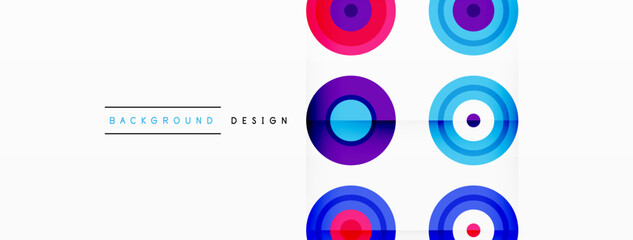 Eye-catching background of colorful circles of equal size arranged in abstract pattern. Circle boasts unique tone or hue, creating rainbow effect. Design has upbeat, contemporary feel