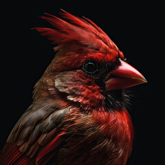 Cardinal Portrait on Black Background - Made with Generative AI