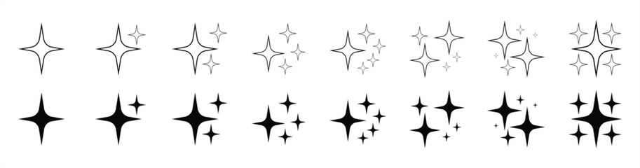 Sparkle star line and outline icon. decoration twinkle, sparkle star shiny, sparkle star icon sign and symbol. Vector illustration.