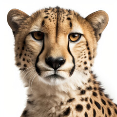Cheetah Portrait on White Background - Made with Generative AI