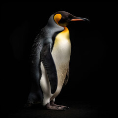 Emperor Penguin Full Body on Black Background - Made with Generative AI