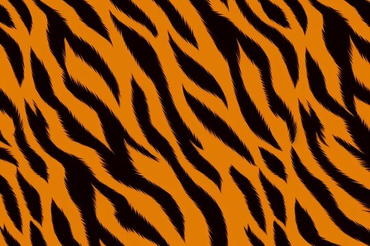 vector Tiger skin seamless pattern, use vibrant colors, beautiful tiger skin pattern, tiger skin texture, tiger skin background, tiger fur texture, tiger skin pattern, Generative AI
