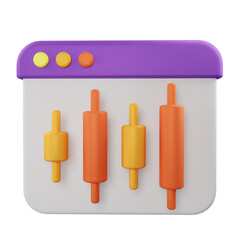 3D Icon Stock Chart & Graph Data Analysis