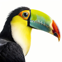 Keel-Billed Toucan Portrait on White Background - Made with Generative AI