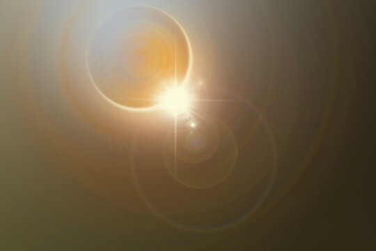 Abstract shiny spotlight background with copy space. Sun and sky backdrop with light flare. Illustration concept for graphic design, banner, poster, website, presentation or wallpaper.