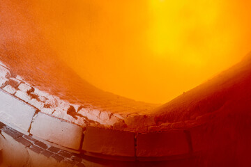 Rotary lime kiln with combustion chamber at silica factory - obrazy, fototapety, plakaty