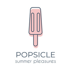Simple minimalist pink popsicle icon on a white background. Suitable for web sites, applications, online shops