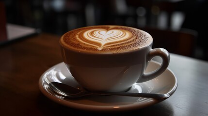 A velvety latte with a delicate foam heart. AI generated